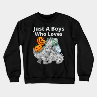 School Halloween 2022 Cool Dinosaurs Mummy Schoolboys Pumpkins Squad Crewneck Sweatshirt